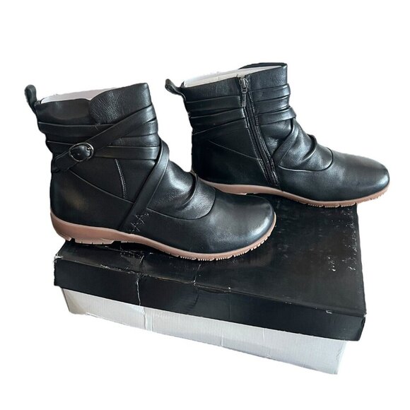 Romika By Josef Seibel Loire Boot Women 42/ 10 Black Leather Strappy Bootie NEW - Picture 1 of 4